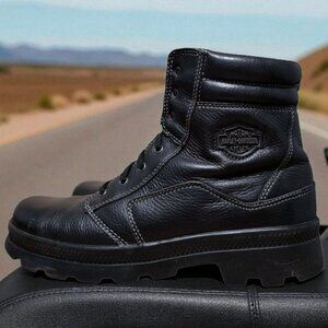 Vintage Harley-Davidson Black Leather Boots Mens 10 Combat Side Zip Motorcycle